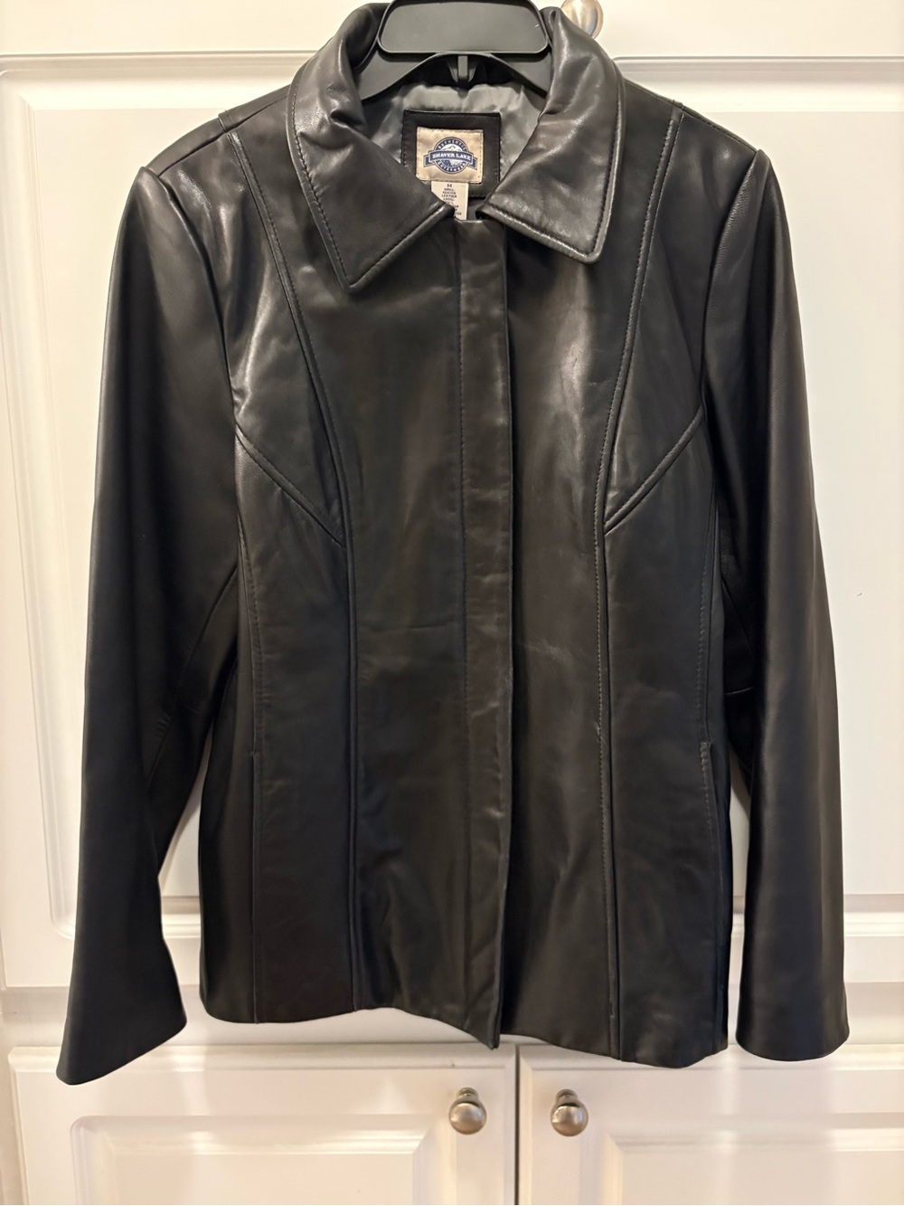 Shaver Lake Women's Black Leather Jacket with Tailored Seams